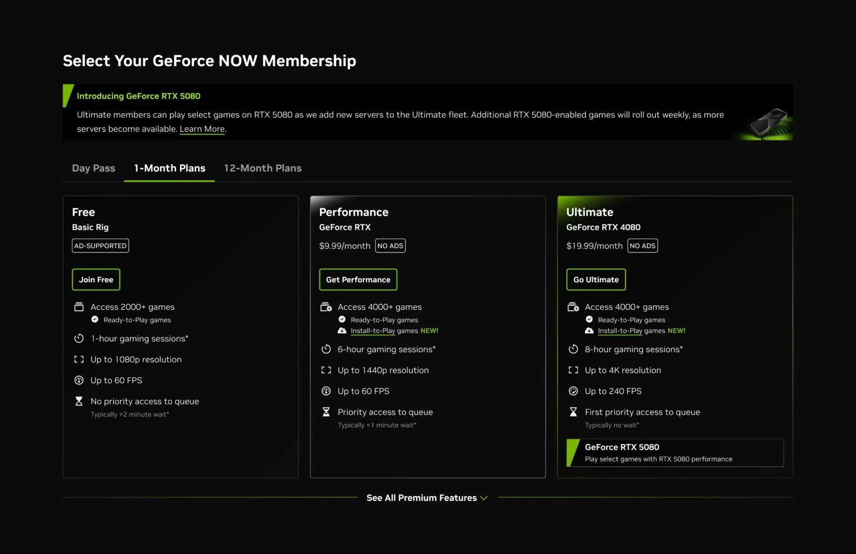 Blackwell product matrix on GeForce NOW