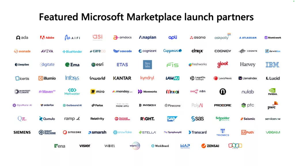 A sampling of company logs in Microsoft Marketplace.